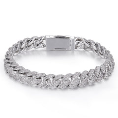 Silver Cuban Bracelet Or Necklace With Moissanite Diamonds