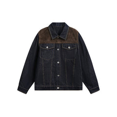 Color-block Alpaca-blend Denim Jacket With A Lapel Collar