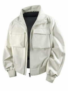 Men Cropped Cargo Bomber Jacket
