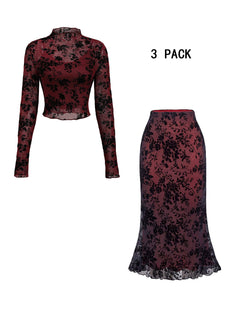 Hollow Out See Through Pure Desire Three-piece Set
