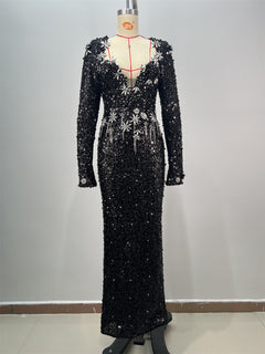 Women's Fashionable Sequins Long Sheath Dress