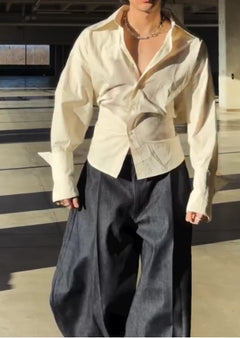 Men's Back Tie Corset Shirt