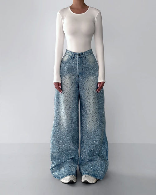BLXNN Rhinestone Wide Leg Jeans, product image 1