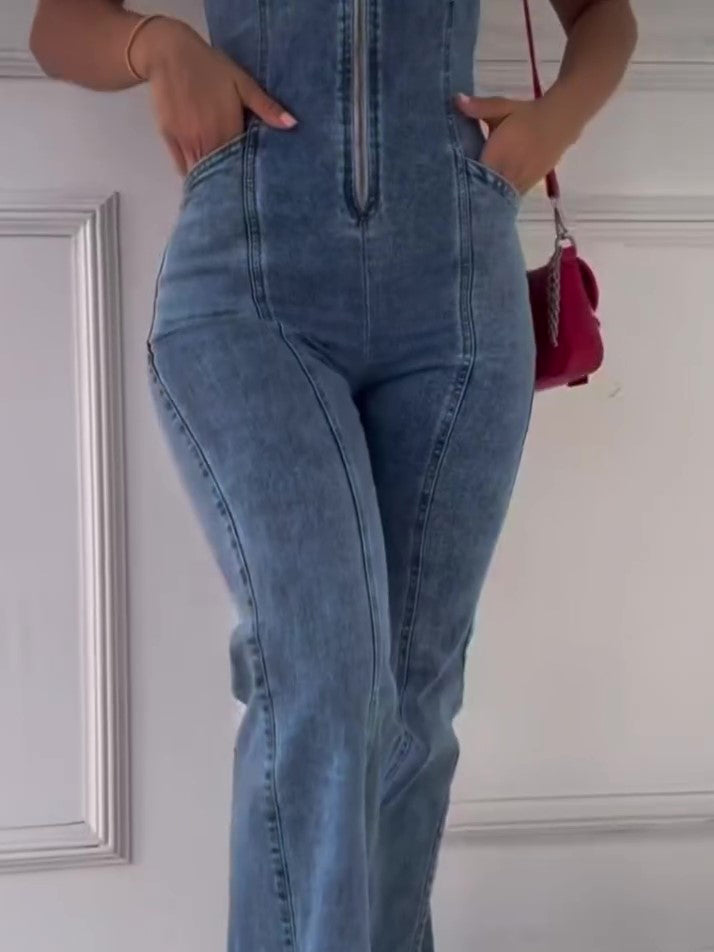 BLXNN Zip Front Denim Jumpsuit, product image 2