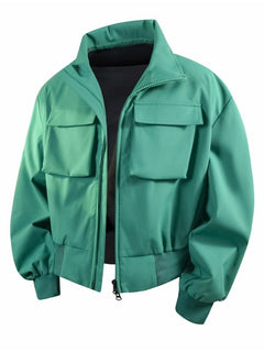 Men Cropped Cargo Bomber Jacket
