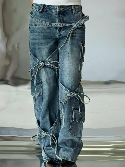 BLXNN Tie Detail Cargo Jeans, product image 2