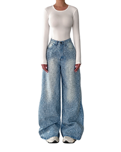 Rhinestone Wide Leg Jeans