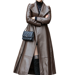 Women's waist leather down jacket