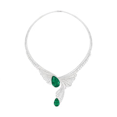 Silver-Plated Gold High-Carbon Diamond Pear-Shaped Synthetic Necklace