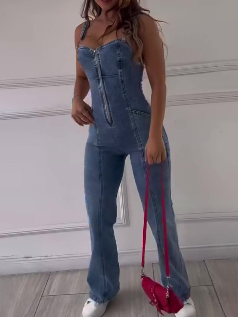 BLXNN Zip Front Denim Jumpsuit, product image 6
