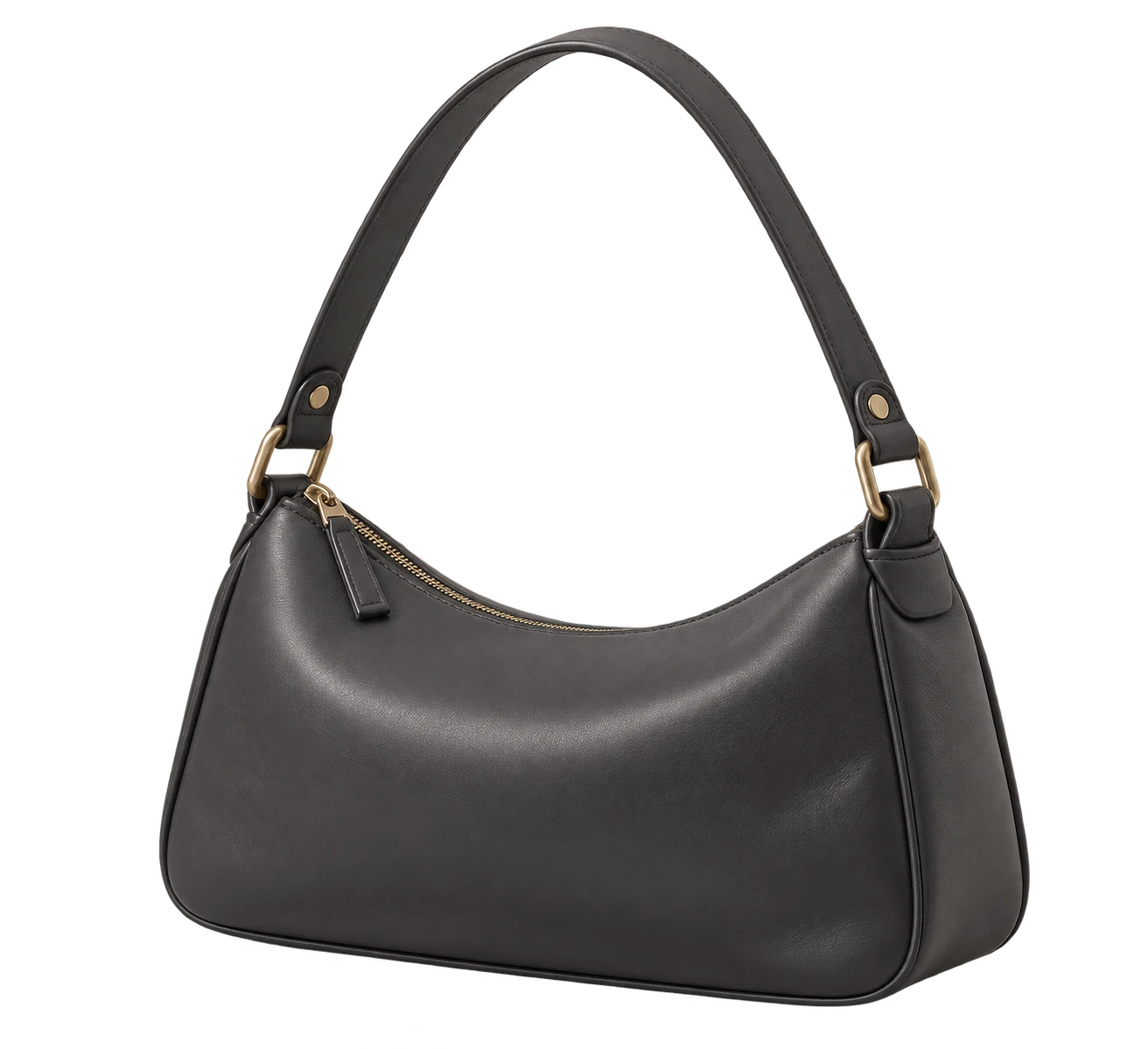 Editorial charcoal shoulder bag concept