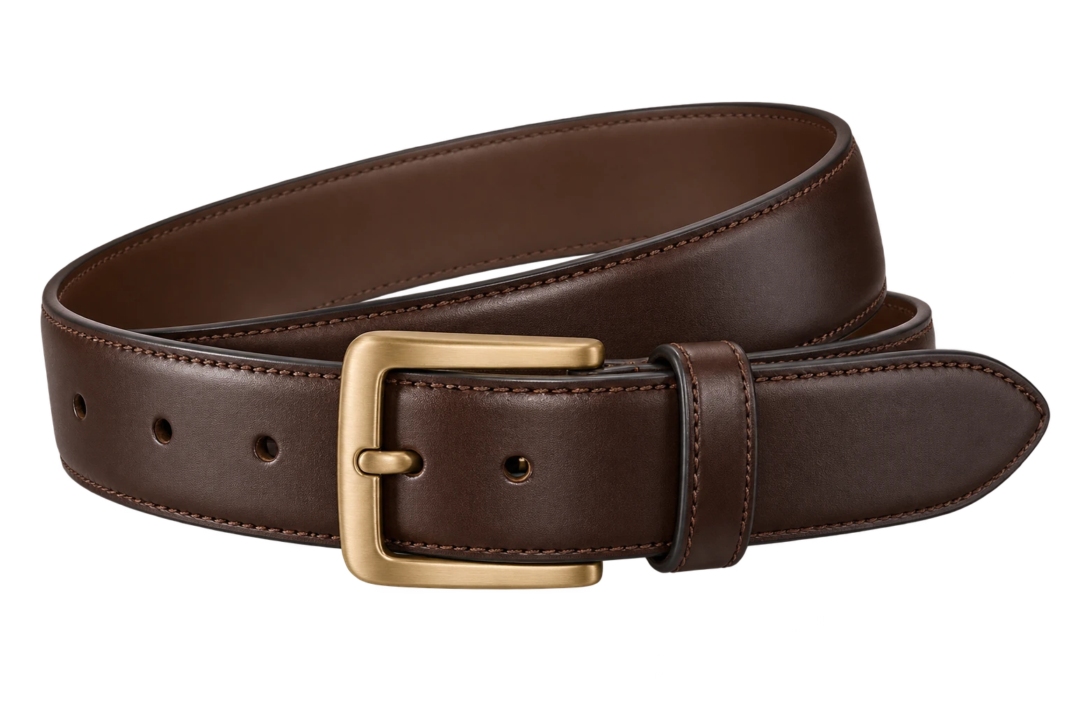 Editorial brown belt with a gold toned buckle concept