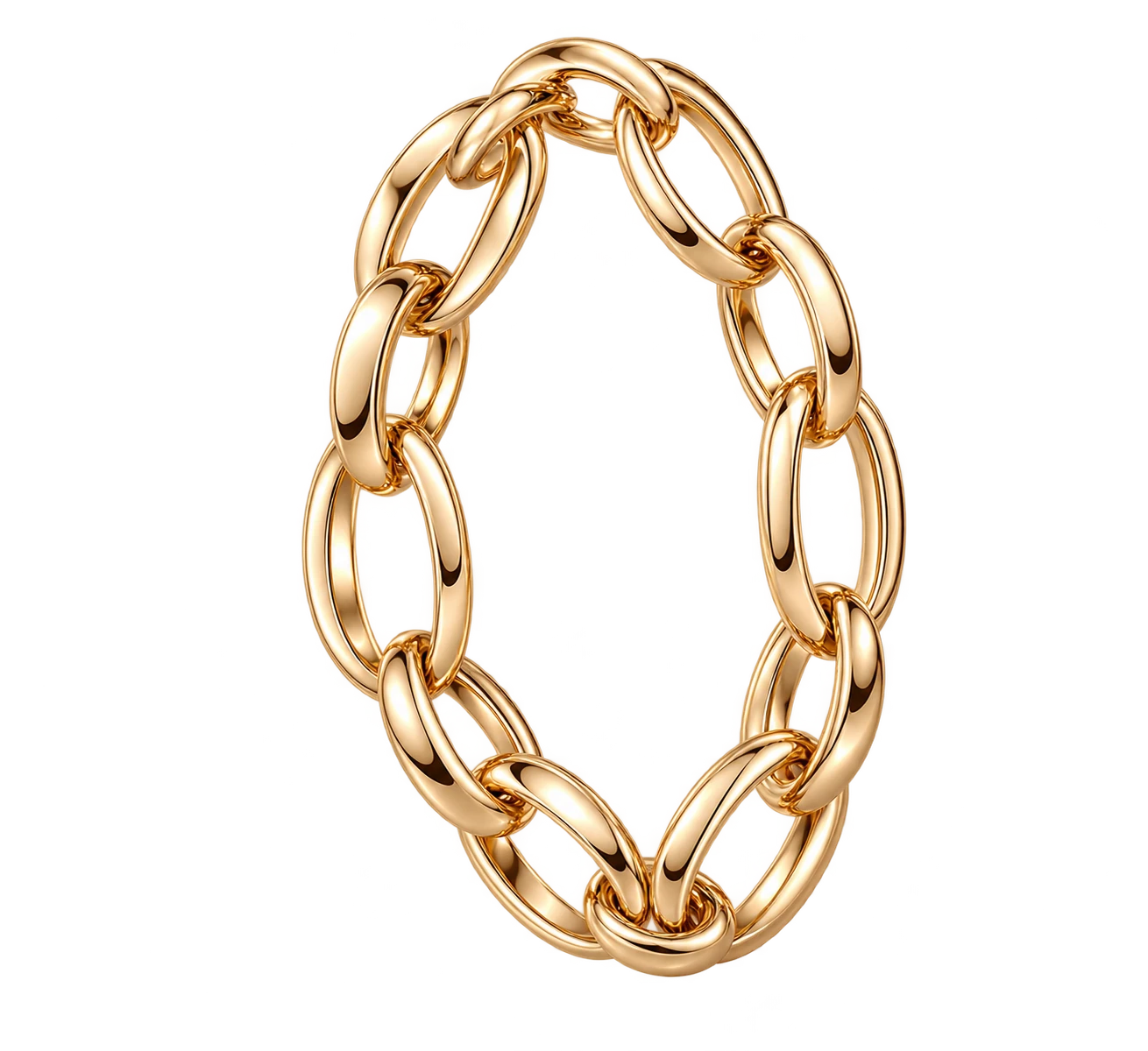 Editorial gold toned oval link bracelet concept