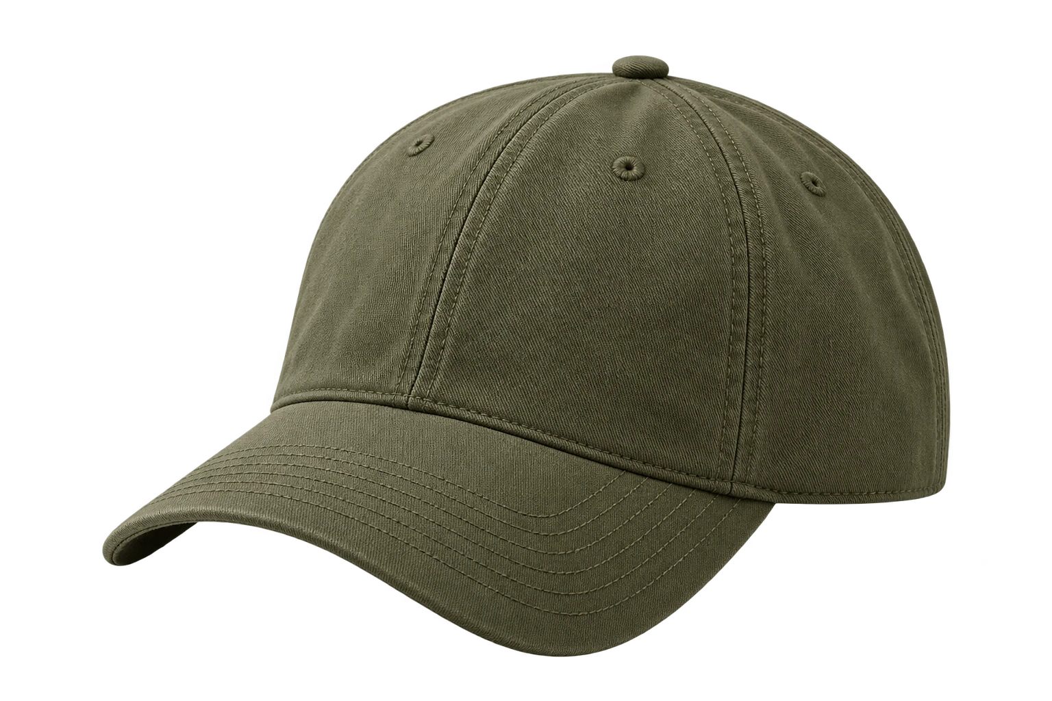 Editorial olive cotton baseball cap concept